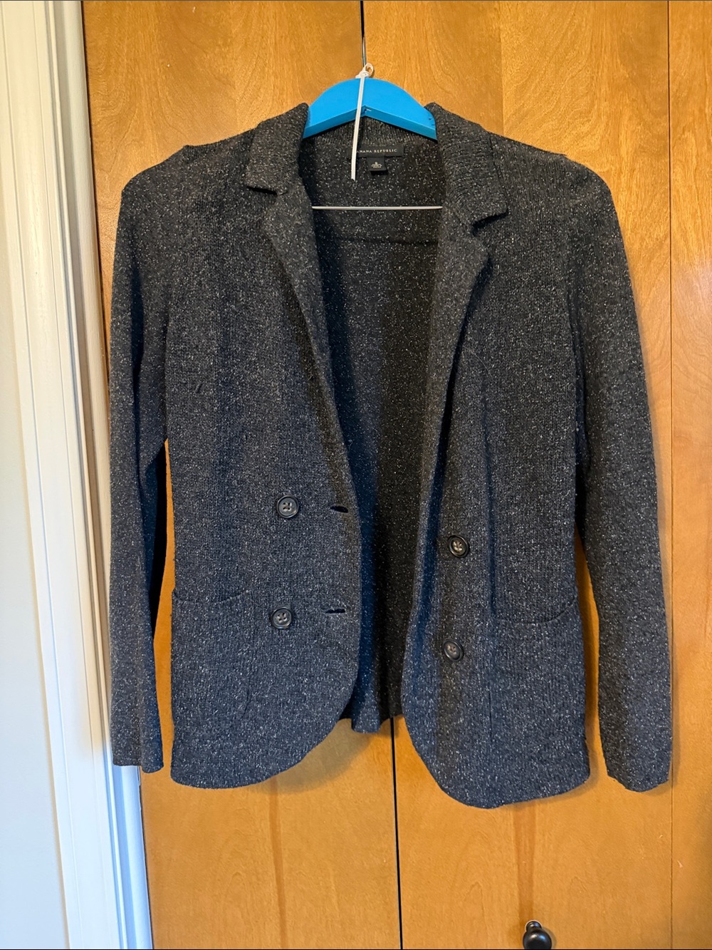 Banana Republic Charcoal Knit Double-Button Sweater Blazer Cardigan